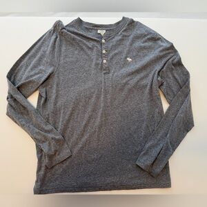 Abercrombie & Fitch Mens XXL Gray Long Sleeve Henley Shirt